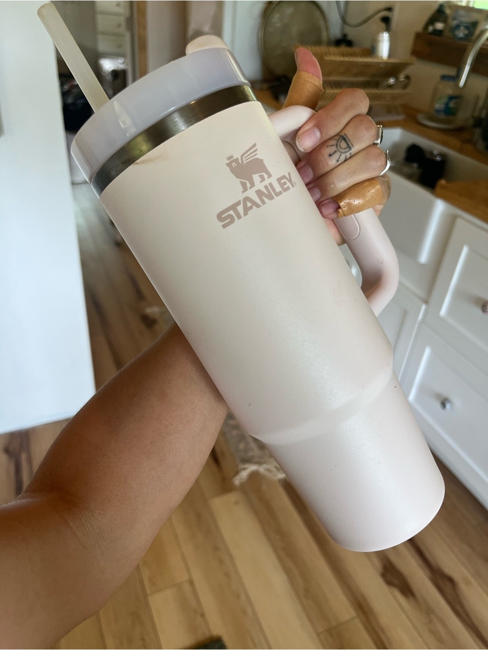 Stanley Travel Tumbler in Light Pink with Handle